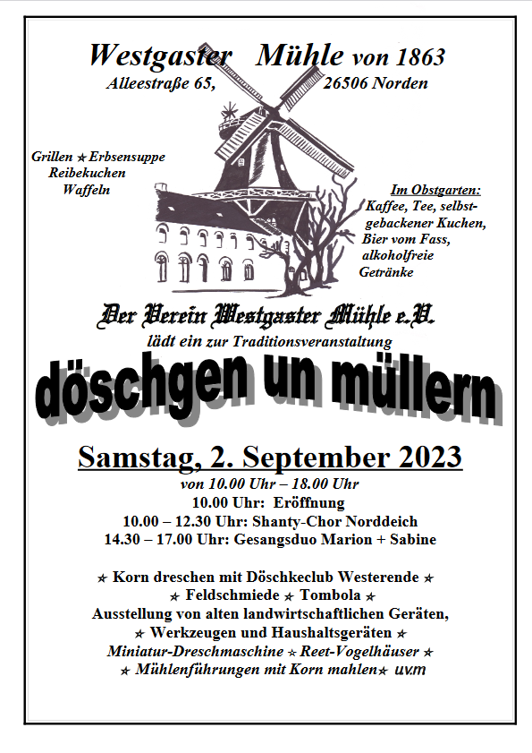 34. Traditionsveranstaltung döschgen un müllern am 2. September 2023